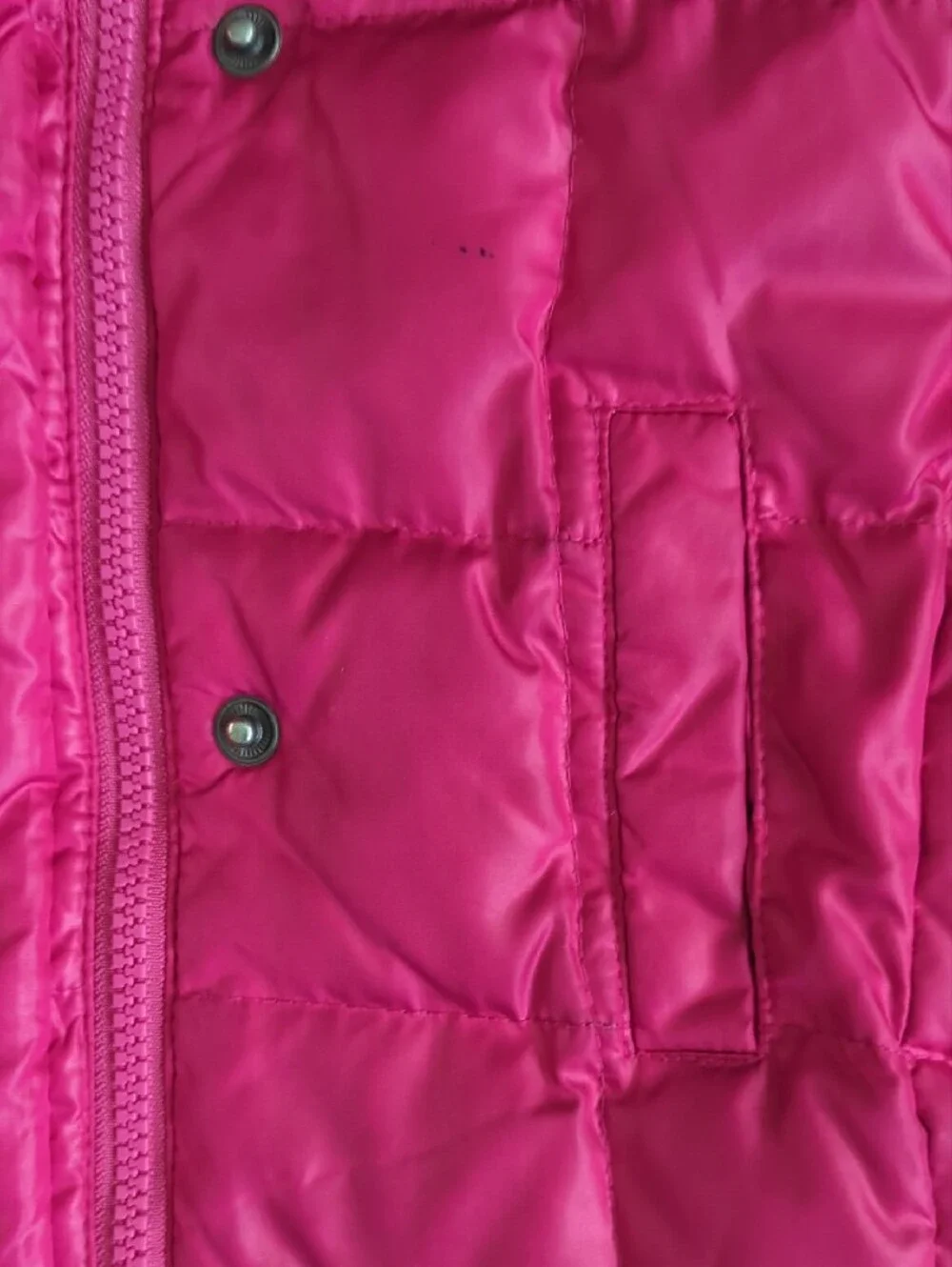 GAP Kids Hooded Puffer Coat in Hot Pink with Brown Faux-Fur Trim